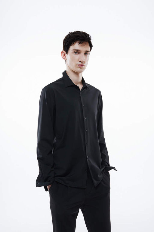 Рубашка узкого кроя с воротником-поло и длинными рукавами - Defacto фото 3