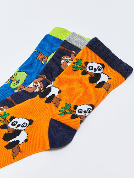 Desenli Erkek ?ocuk Soket ?orap 3l? - Waikiki фото 3