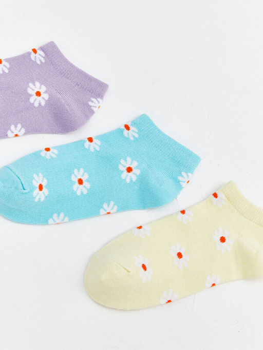 ?i?ekli K?z ?ocuk Patik ?orap 3l?