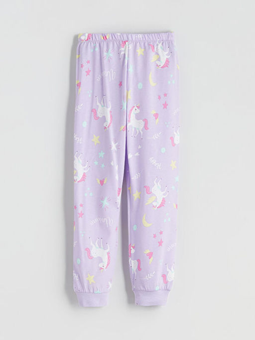 Beli Lastikli Bask?l? K?z ?ocuk Pijama Alt