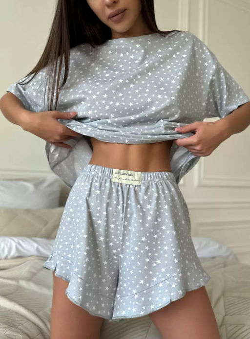 K13247 Домашний костюм (шорты и футболка) ГОЛУБОЙ