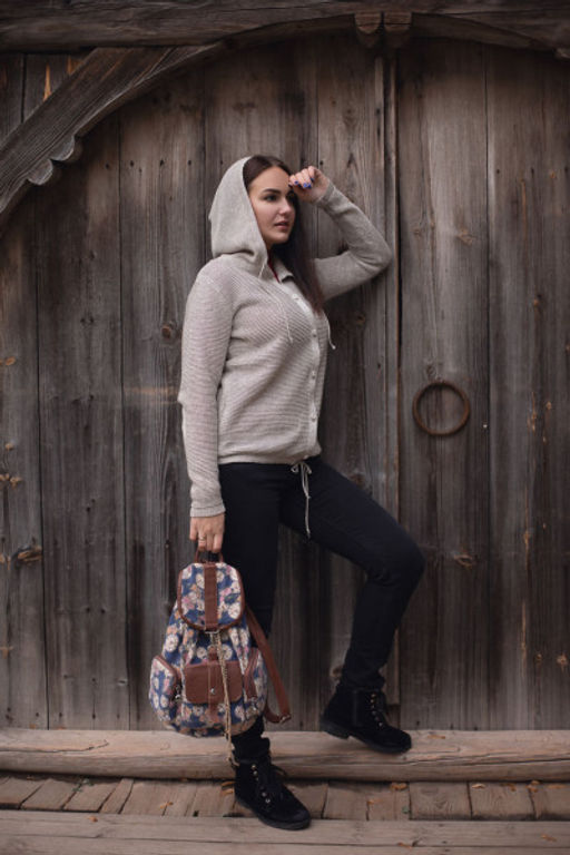 Жакет 100% лен - Синий лен фото 3
