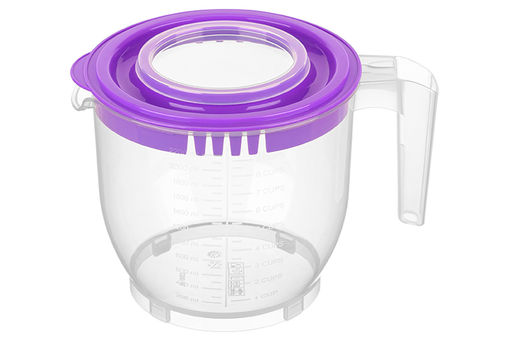 Ёмкость для миксера (блендера) 2,2 л 22,5*17*16 см с крышкой, прозрачная/фиолетовая (459)