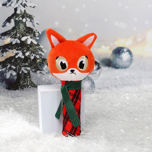 Игрушка - пищалка Новогодняя лисичка, красная клетка, Крошка Я