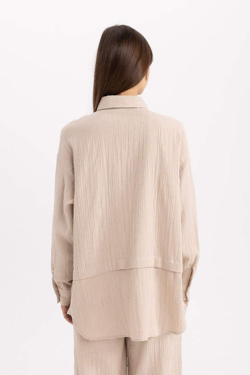 Муслиновая рубашка-туника с длинными рукавами Relax Fit - Defacto фото 5