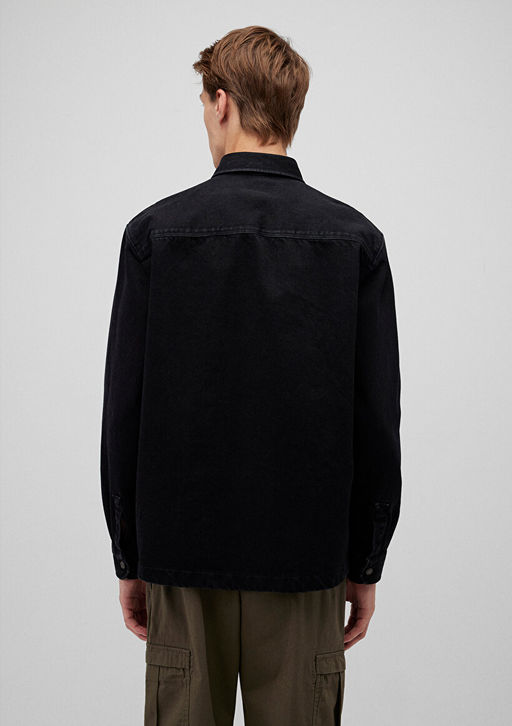 Siyah Denim Gomlek - Mavi фото 3