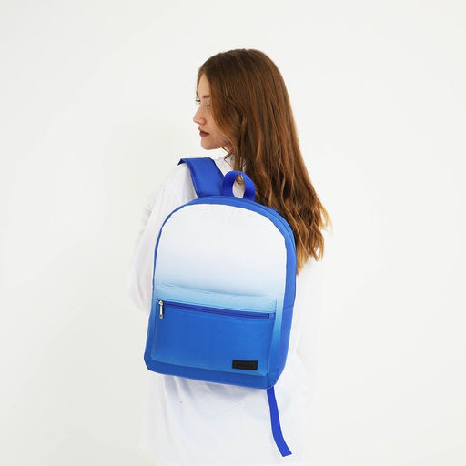Рюкзак текстильный с белым градиентом, 38х29х11 см, 38 х цвет синий синий, отдел на молнии, цвет красный - Nazamok фото 2