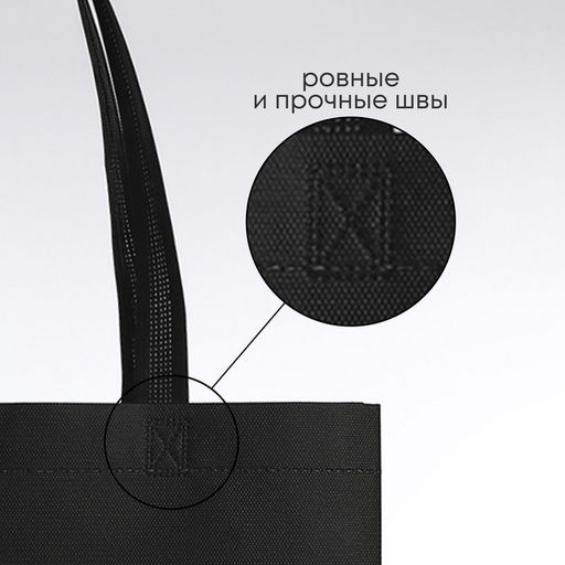 Цена за 3 шт. Шопер, 42×10×30 см, однотонный, без подклада, цвет чёрный