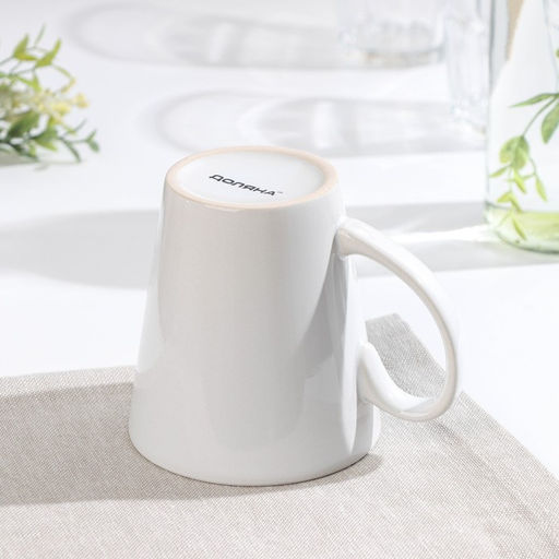 Кружка керамическая Доляна Coffee break, 370 мл, цвет белый  фото 4
