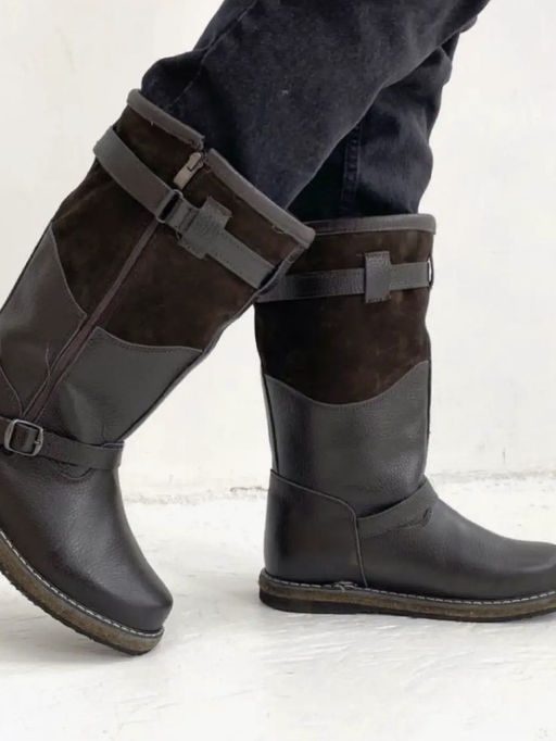 Монголки коричневые с замком, войлочная подошва, - Мирунт фото 22