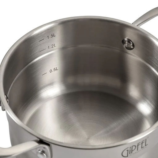 1272 GIPFEL Кастрюля GALA 16х9см/1,5 л со стеклянной крышкой, с индукционным капсульным дном. Материал: нерж. сталь 18/10. Толщина: 0,7мм / 4мм  фото 8