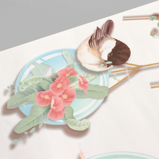 Наклейка интерьерная цветная Цветочные шарики с птицами, пластик, 50?70 см