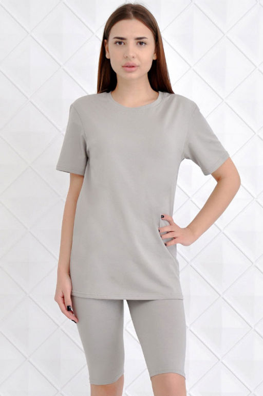 Арт. 5618 Костюм с бриджами 42-50 (5 шт) Цвет:верх-светло-серый, низ-светло-серый