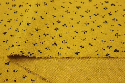 Теплый хлопок Ягодная мириада цв.горчично-желтый, ш.1.50м, хлопок-100%, 150гр/м.кв - Купава фото 3
