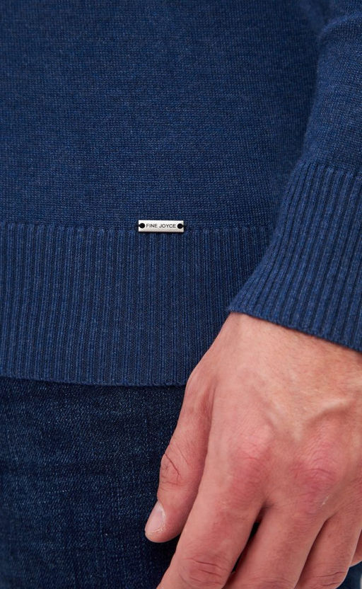 Джемпер мужской с отложным воротником на молнии F121-1581 синий - Fine joyce фото 6