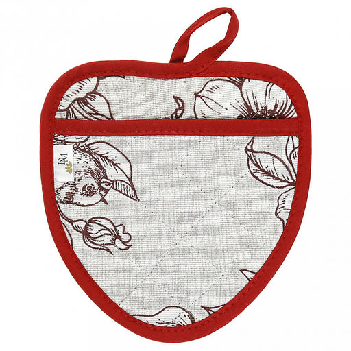 Прихватка с запахом 20х20см "Парадиз", форма "Клубника", рогожка 171г/м2, хлопок 100%, наполнитель - ватин 280г/м2, на пластмассовом подвесе, "Домашняя мода" (Россия)