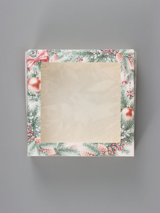 Цена за 5 шт. Коробка складная «Еловый венок», 20 × 20 × 4 см
