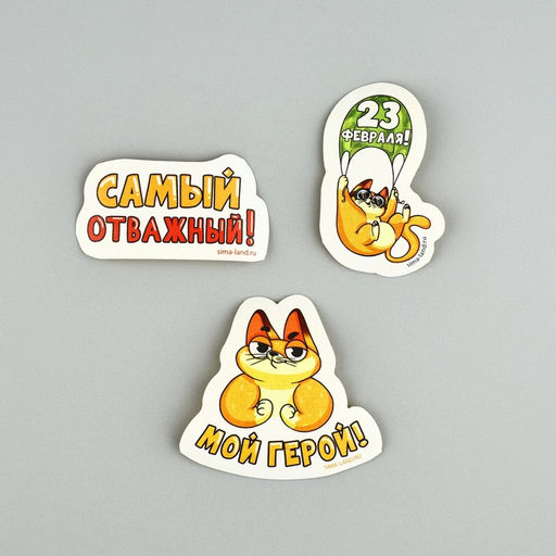 Цена за 2 шт. Набор стикеров 23 февраля, 5?5 см
