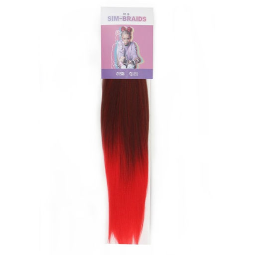 SIM-BRAIDS Канекалон двухцветный, гофрированный, 65 см, 90 гр, цвет красный/русый(#FR-10) - Queen fair фото 3