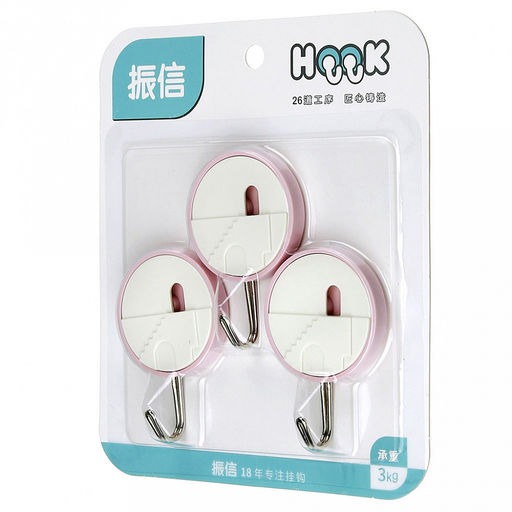 Крючок на липучке "Греция" металлический с пластмассовым основанием, 3 штуки 4,5х6,5х1,8см, в блистере, цвета в ассортименте: бежевый, мятный, сиреневый (Китай)