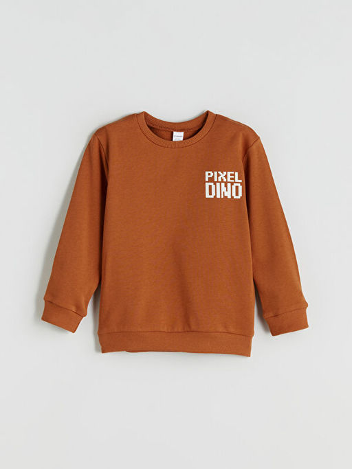 Bisiklet Yaka Bask?l? Erkek ?ocuk Sweatshirt 2li