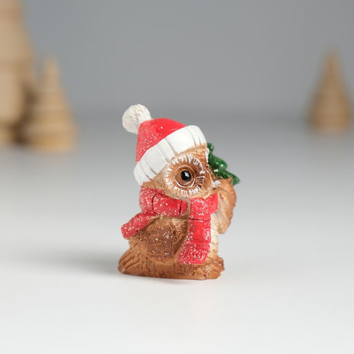 Фигурка полистоун «Совушка в красном колпаке», 3.5×3×4.5 см, МИКС