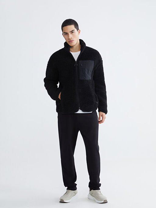 Dik Yaka Pel?? Erkek Fermuarl? Sweatshirt
