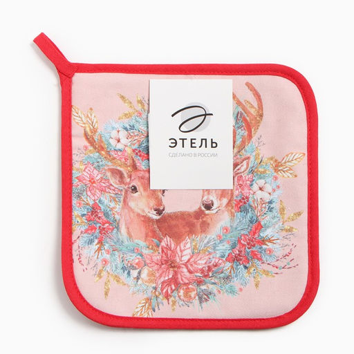 Прихватка Сказочные олени 19х19см,100% хлопок,ватин 250г/м2 - Этель фото 3