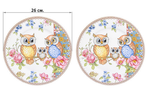 Набор тарелок 2 пр. 26*26*2 см Совушки NEW BONE CHINA - Elan gallery фото 6
