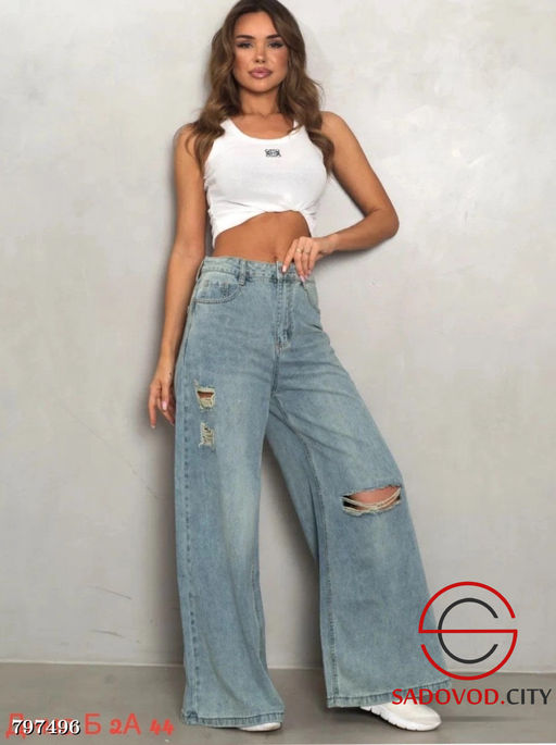 штаны джинсы багги (стиль рваный) - Bruno фото 2