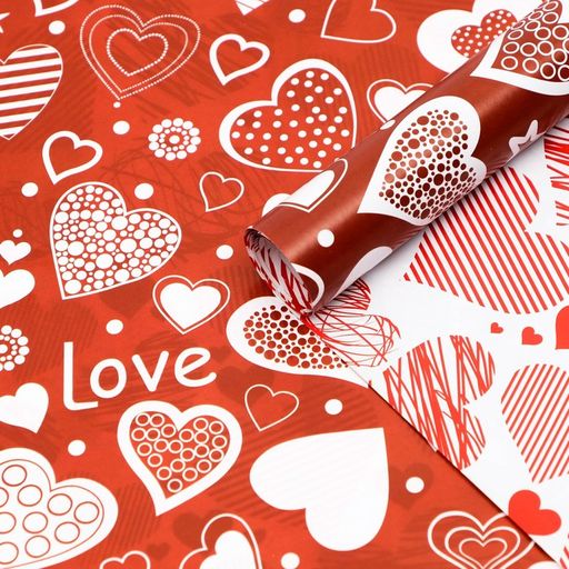 Цена за 10 шт. Бумага упаковочная глянцевая LOVE,двусторонняя, 70 х 100 см