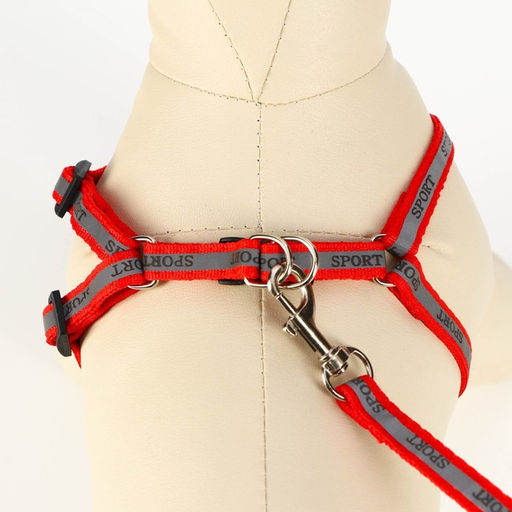 Комплект Спорт светоотражающий, поводок 120 х 1 см, ОГ 23-35 см, красный - Пижон фото 5