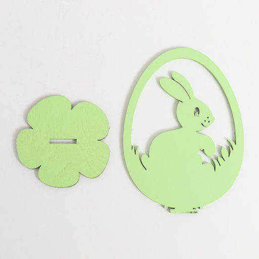 Цена за 4 шт. Декор Пасхальный Кролик 6,5х4,7х9,3 см (набор 2 детали) салатовый - Simaland фото 5