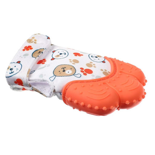 Прорезыватель-рукавичка Крошка Я «Собачки», от 3 мес., красный