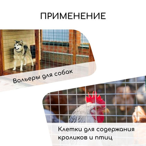 Сетка оцинкованная, сварная, 10×0.5 м, ячейка 25×50 мм, d=0.7 мм, Greengo