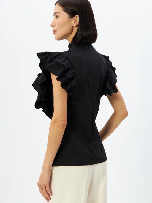 Блузка из хлопка с крыльями и кружевом OD-912-2 черный