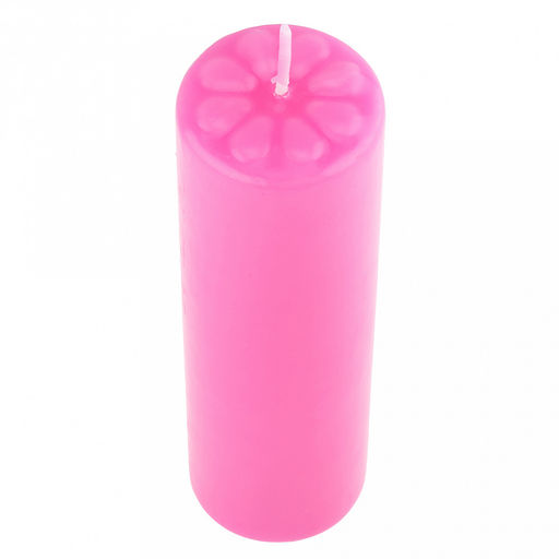 Свеча "Цилиндр" д4см, h15см, парафин, с декором, "Лепесточки", время горения 15,5 часов, фуксия (Россия)