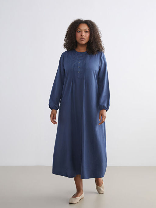 B?y?k Beden Bisiklet Yaka A Kesim Elbise