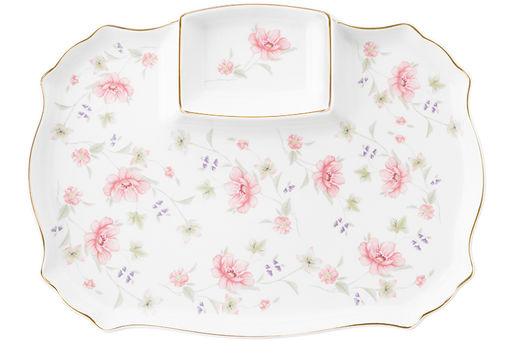 Блюдо д/шашлыка 28*20,5*2,5 см "Диана" с соусницей, фарфор, NEW BONE CHINA