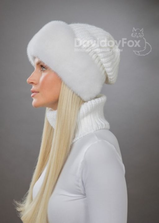 Комплект Ника норка трикотаж белая манишка