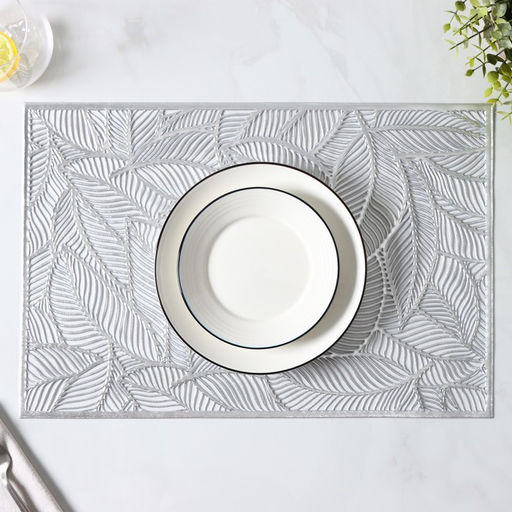 Салфетки сервировочные на стол Доляна «Листопад», 4 шт, 45×30 см, цвет серебряный