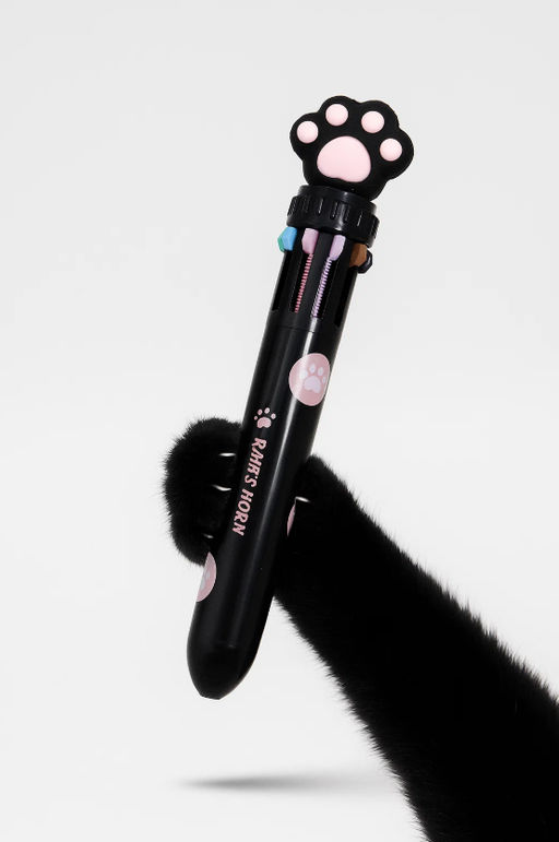 Разноцветная ручка 10 в 1 "Чёрная пушистая лапка"