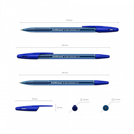 Цена за 12 шт. Набор из 4 ручек шариковых ErichKrause R-301 Stick Original 1.0, цвет чернил: синий, черный, красный, зеленый (в пакете)