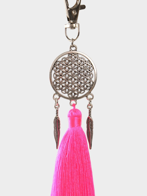 Брелок-кисточка «Ловец снов», 17 см, розовый, серебристый