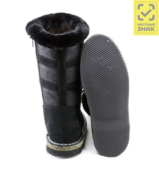 Сапоги натуральная замша, натуральная овчина, черные, войлочная подошва, - Мирунт фото 20