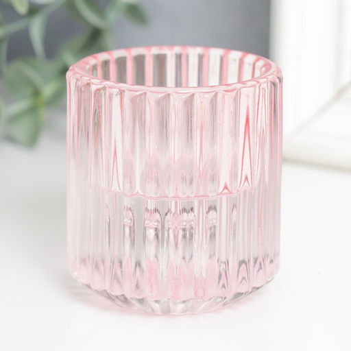 Стеклянный подсвечник на 1 свечу «Долли», d=2.5 см, 4 см, розовый, 6×5×5 см
