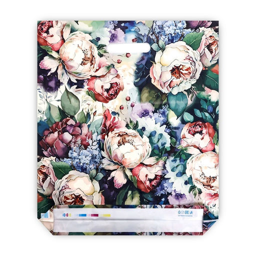 Цена за 50 шт. Пакет «Кремовые цветы», полиэтиленовый с вырубной ручкой, 38×45 см, 60 мкм