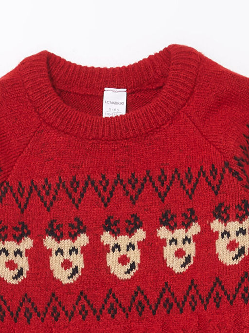 Bisiklet Yaka Y?lba?? Temal? Erkek ?ocuk Kazak