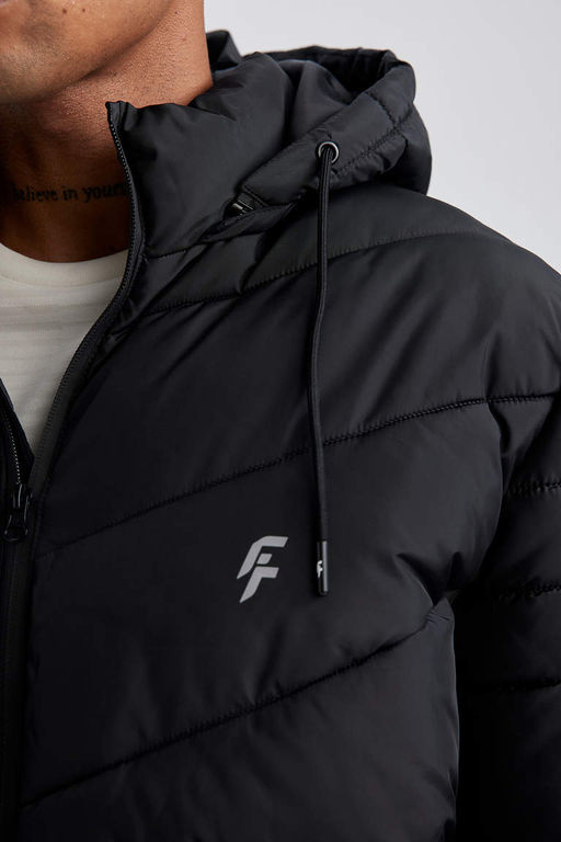 Пуховик из искусственного меха DeFactoFit стандартной посадки с капюшоном  фото 5