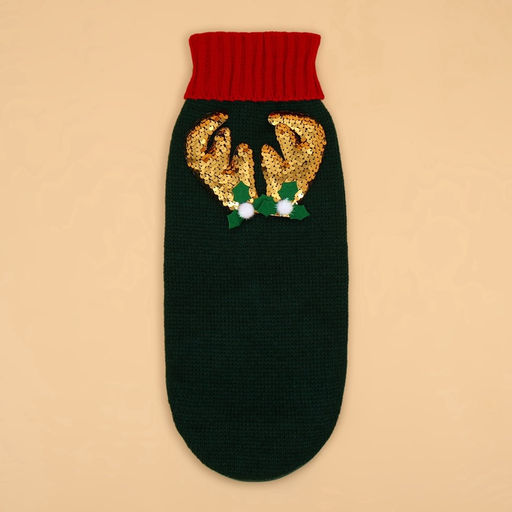 Свитер для животных Рога удачи, размер XL (ДС 40 см, ОШ 34, ОГ 32-51), зелёный - Пижон фото 10